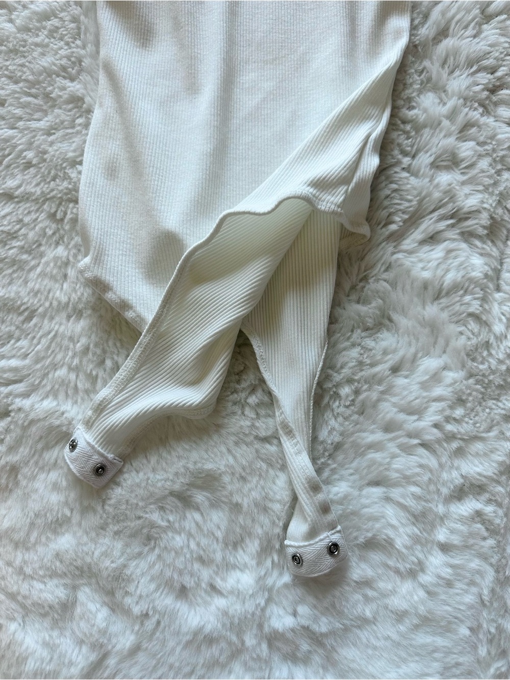 Francesca's Collections Cream Ruffle Strap One-Piece Bodysuit - Picture 2 of 4